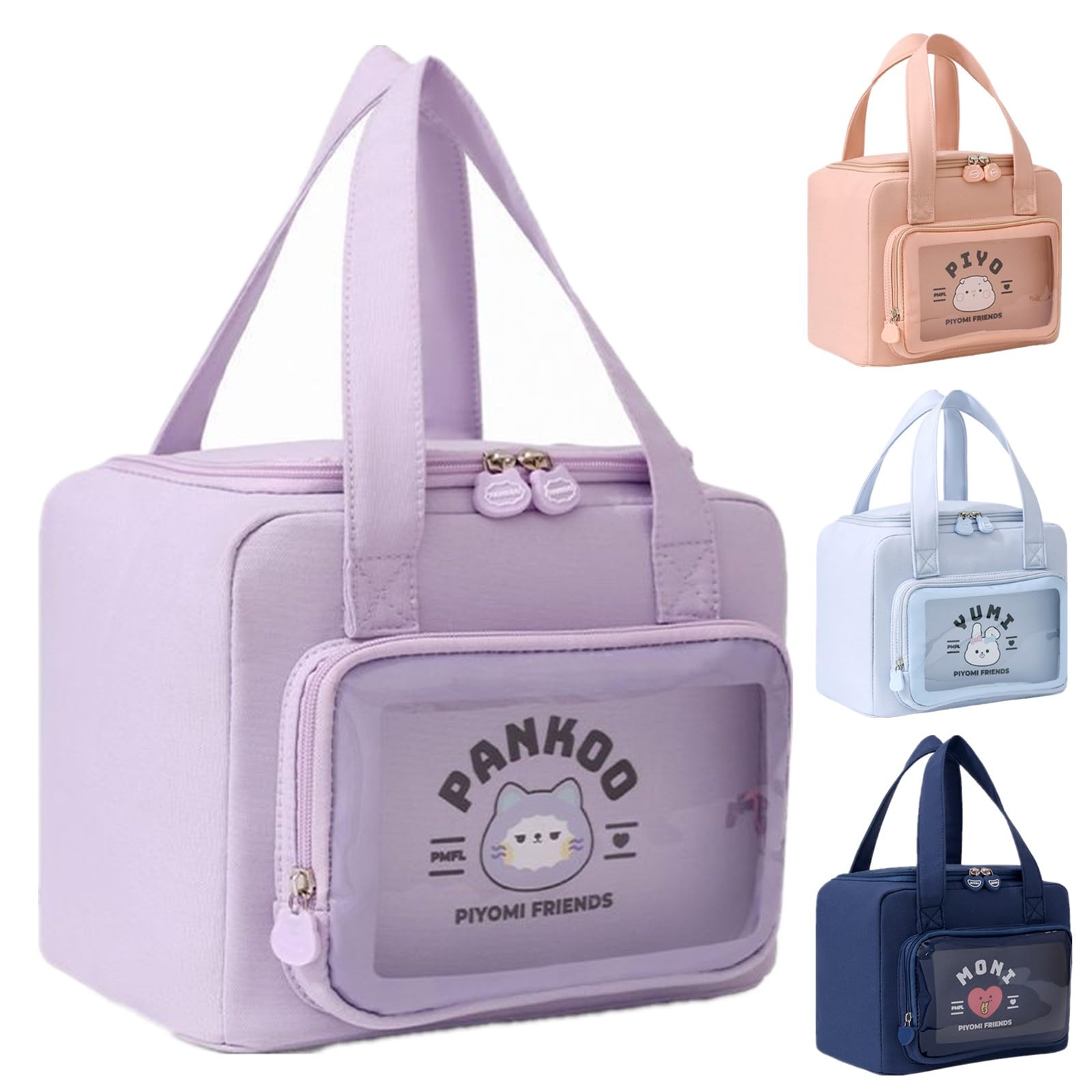 WUWYOUWL Cute Lunch Bag Large Capacity Foldable Cooler Bag (Purple Cat) โ image 1
