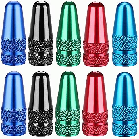 Presta Bike Valve Stem Caps Aluminum Alloy Multi Color Bike Tire Caps Air Dust Covers-Used on Presta/French Valves, for MTB, Mountain Bike, Road Bike, Bicycles (10-Pack)