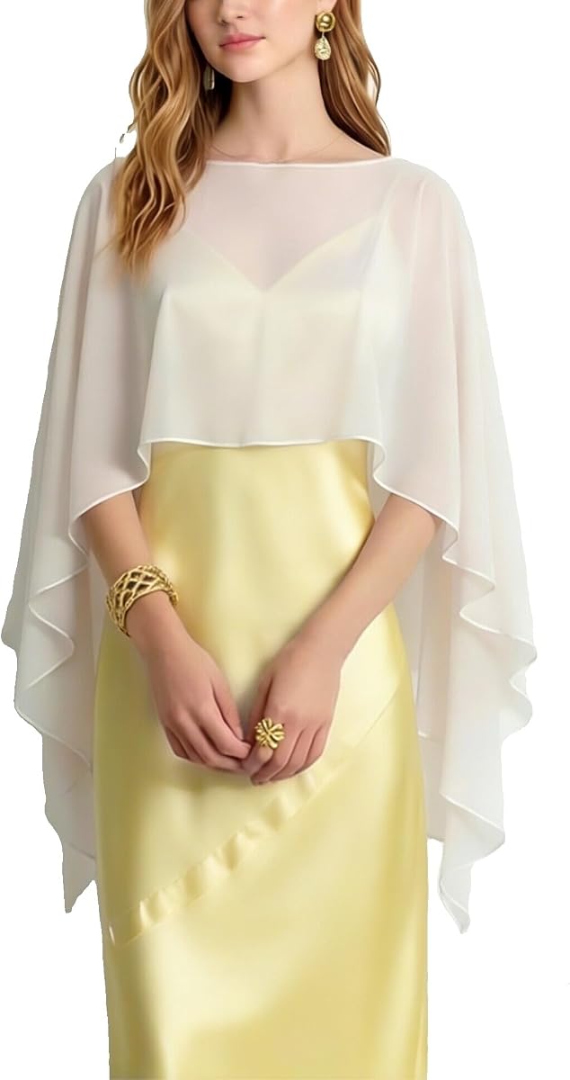 Women Chiffon Shawl Cape Mesh Sheer Poncho Top Capelets Cover Up