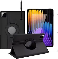 Blance, Kit Capa Couro Giratória + Película de Vidro + Caneta Touch Para Xiaomi Mi Pad 7/7 Pro