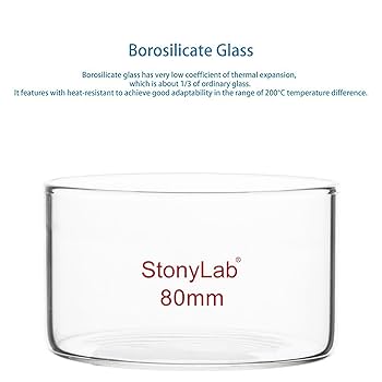 Stonylab Evaporation Dish, Borosilicate Glass Mixing Bowl Flat Bottom Evaporation Basin For Mixing, Evaporating And Dissolution, 150mm