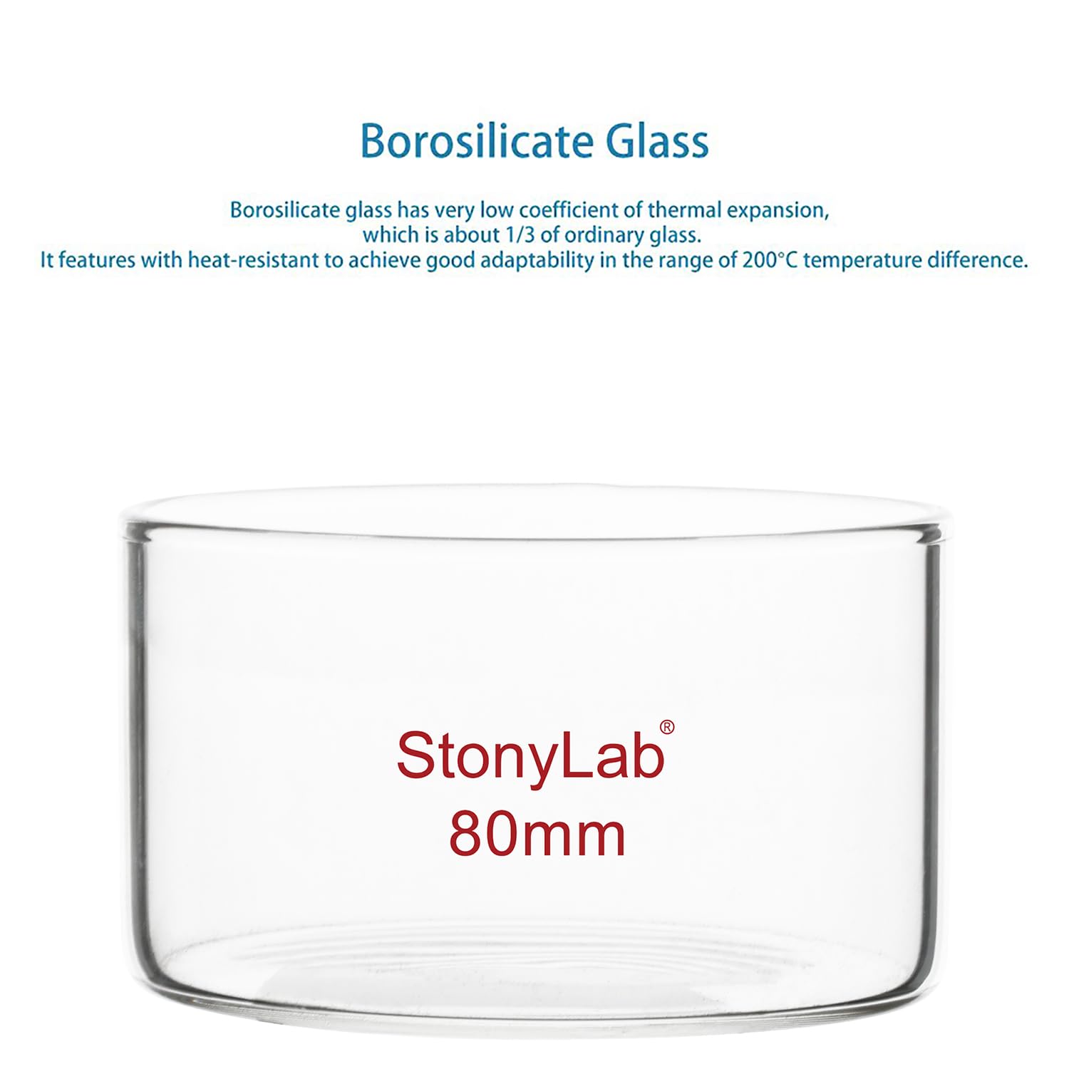 stonylab Kristallisierschale, Dickwandige Kristallisierschalen aus Hochwertigem Borosilikatglas für Kristallisation und Verdampfung im Labor, Flacher Boden, Ohne Ausguss, 100 ml