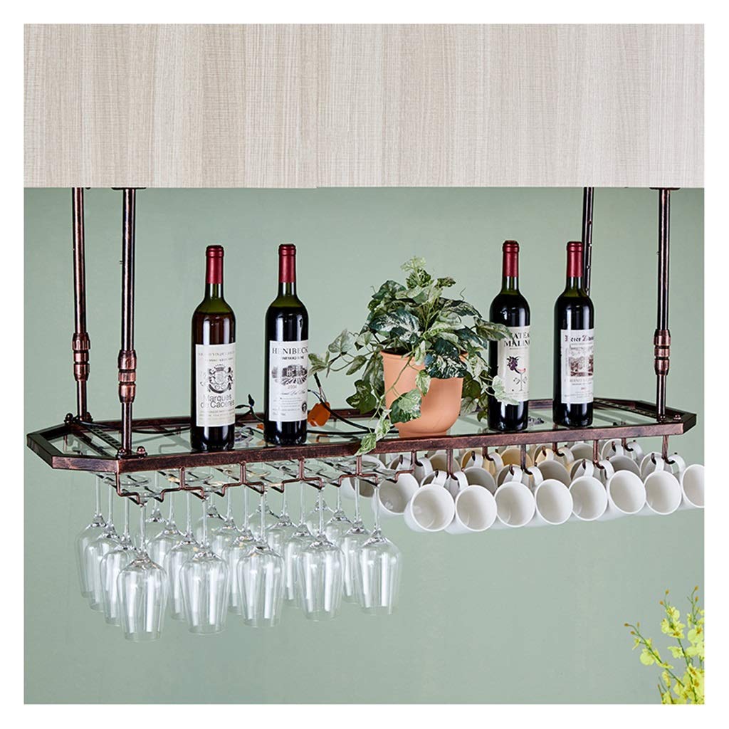 Casier à verres à vin rouge marron avec lumière pour comptoir de bar européen