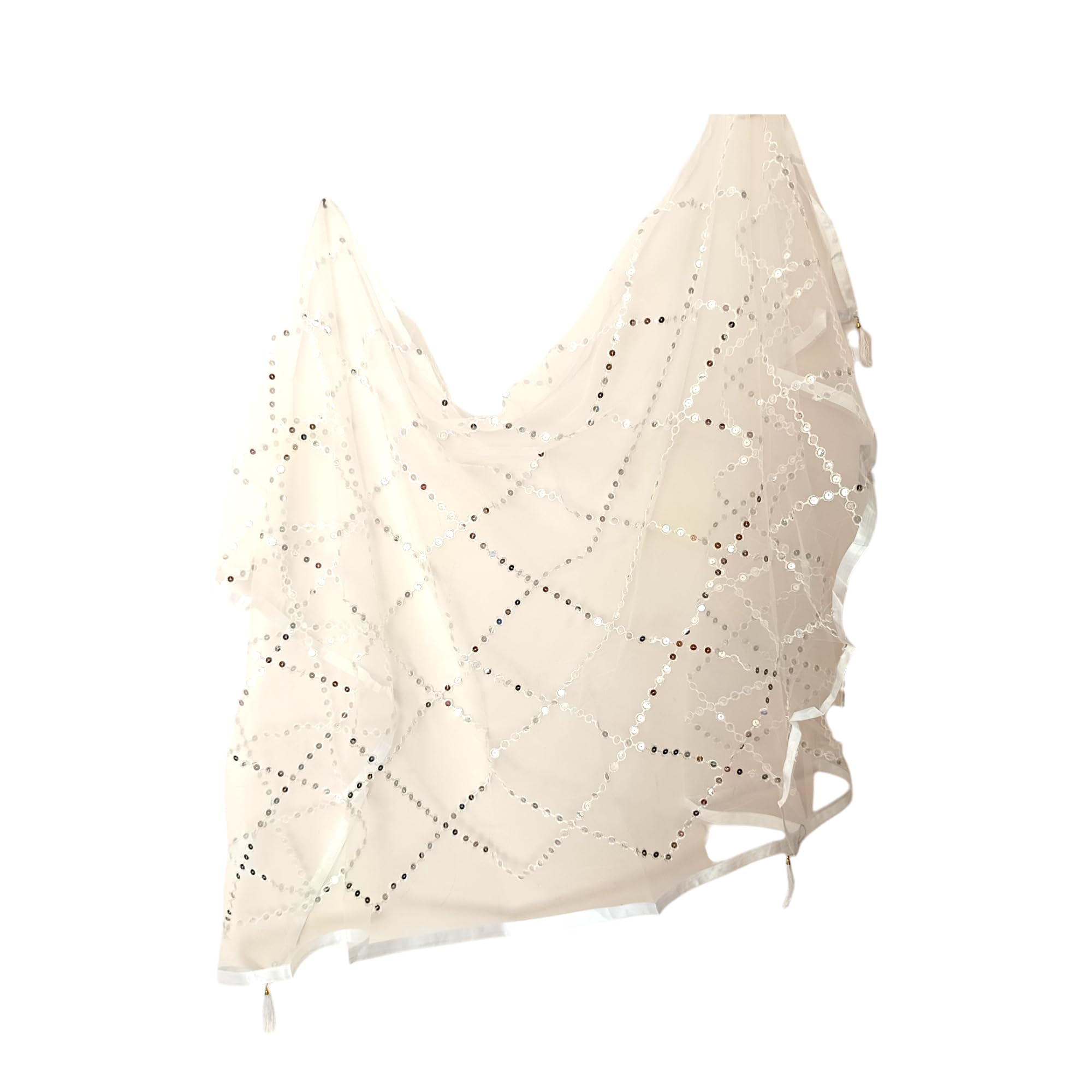 Net mirror sitara dupatta embroidry work sequins for women and girls free size 2m pack of 1pcs-image-42