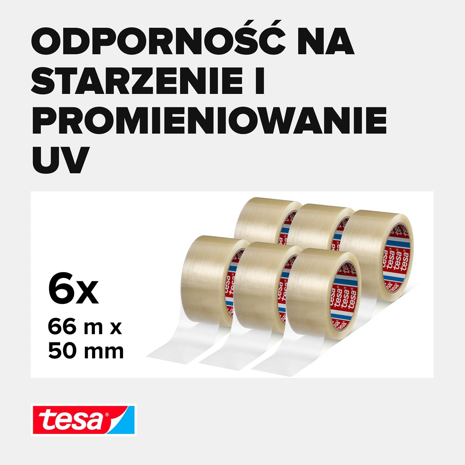 Tesa 4280 Taśma do Pakowania, Przezroczysty, 6x 66 m x 50 mm