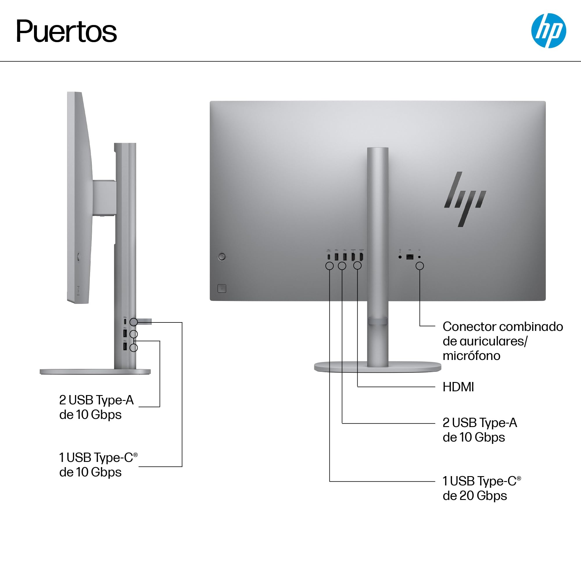 HP OmniStudio X All-in-One 27" 4K UHD (Procesador Intel Core Ultra 7 258V con IA, 32GB RAM, 1TB SSD, Gráficos Intel ARC, Windows 11 Home) Teclado QWERTY Español - Silver