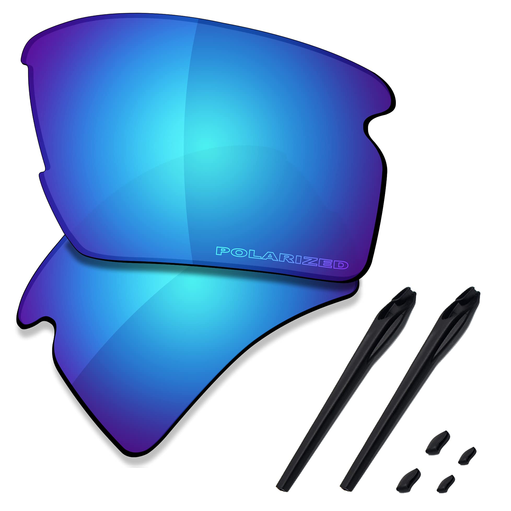 Saucer Premium Replacement Lenses & Rubber Kits for Oakley Flak 2.0 XL OO9188 Sunglasses High Definition - Glacier Blue Polarized