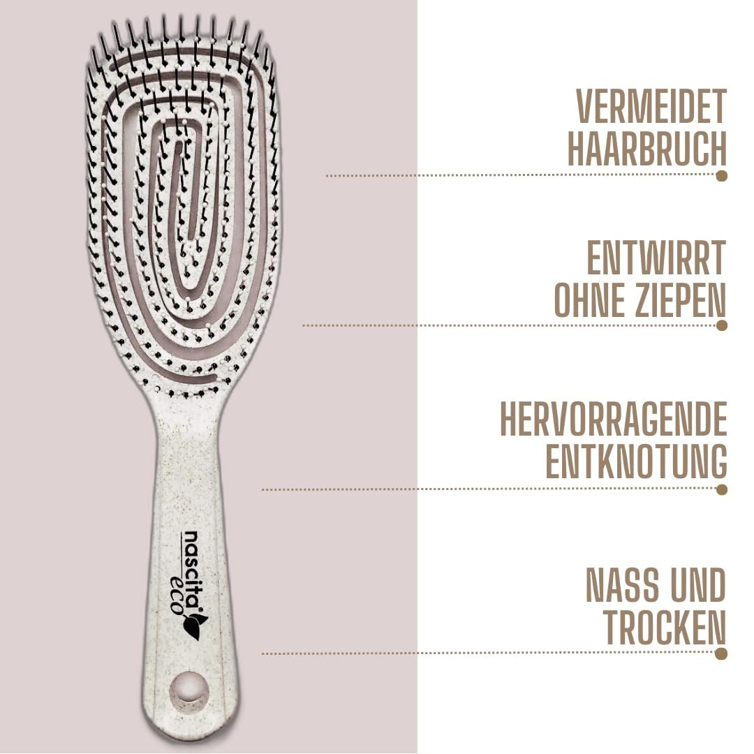 Nascita Eco Detangling Hair Brush for Women Men Kids Wet and Dry Hair Brush for Long Hair Curls Beige, Breit - Image 4