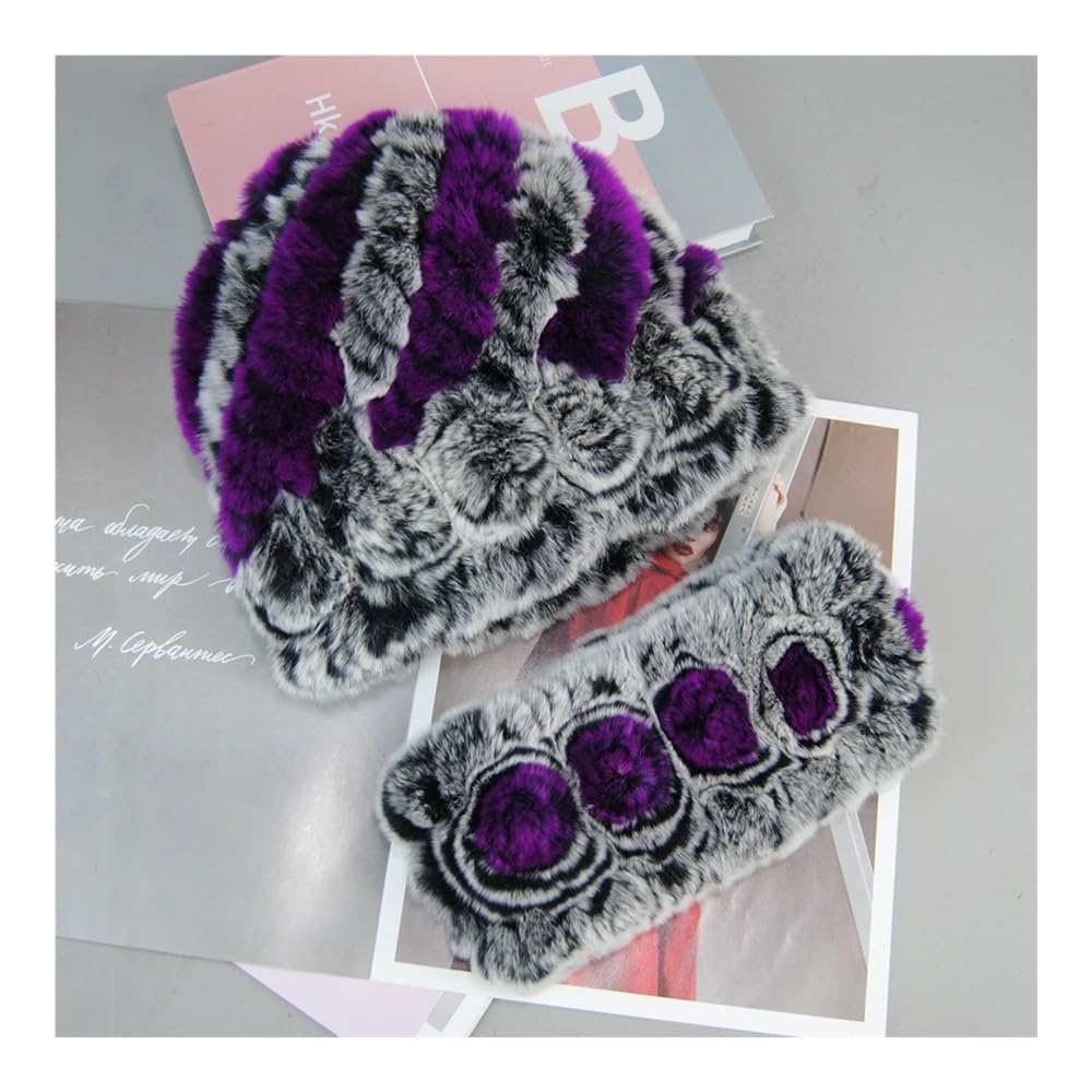 Wintermützen, Schals, Sets für Damen, gestrickt, echte Mütze, Schal, Damenhut, Schalldämpfer-Set