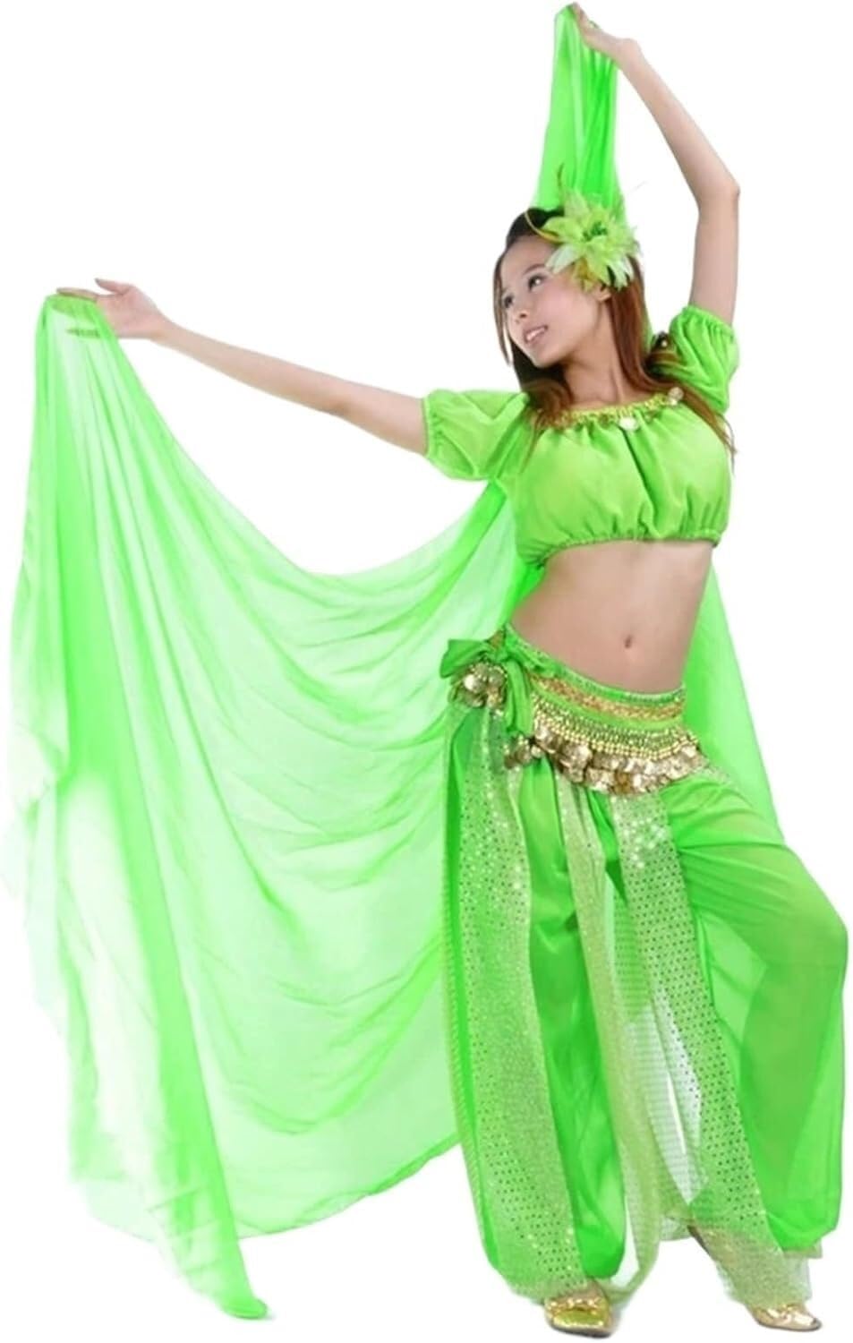 SSDDLZEQ Stage performance version Women’s Belly Dance Chiffon Veil And Shawl – 200 × 100 Cm(Color 12)