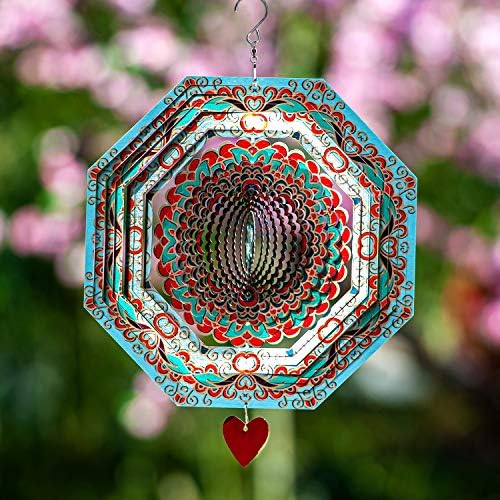 Wind Spinner 12 inches  3D Stainless Steel  Laser Cut Metal Art Geometric Pattern - Hanging Wind Spinner, Kinetic Yard Art Decorations - Indoor/Outdoor Decor (Purplerain)
