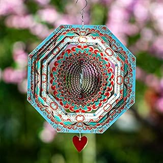 SteadyDoggie Wind Spinner Mandala Mystique 30cm (12inches)  3D Stainless Steel  Laser Cut Metal Art Geometric Pattern - Hanging Wind Spinner, Kinetic Yard Art Decorations - Indoor/Outdoor Decor