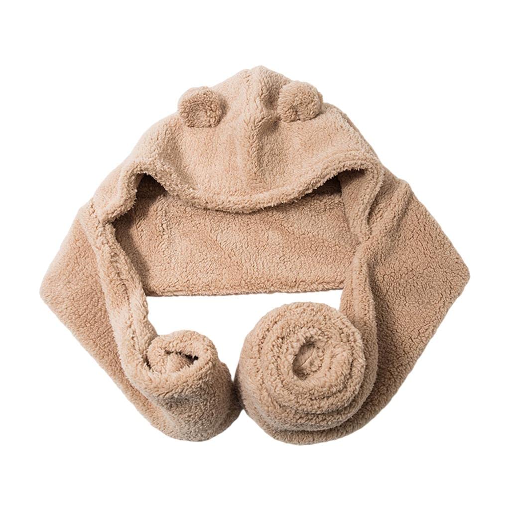 Women Fashion Hat Scarf Set Winter Warm Casual Cute Bear Ear Hat Long Scarf Beige|Clothing, Shoes & Accessories | Womens Accessories | Hats-image-41