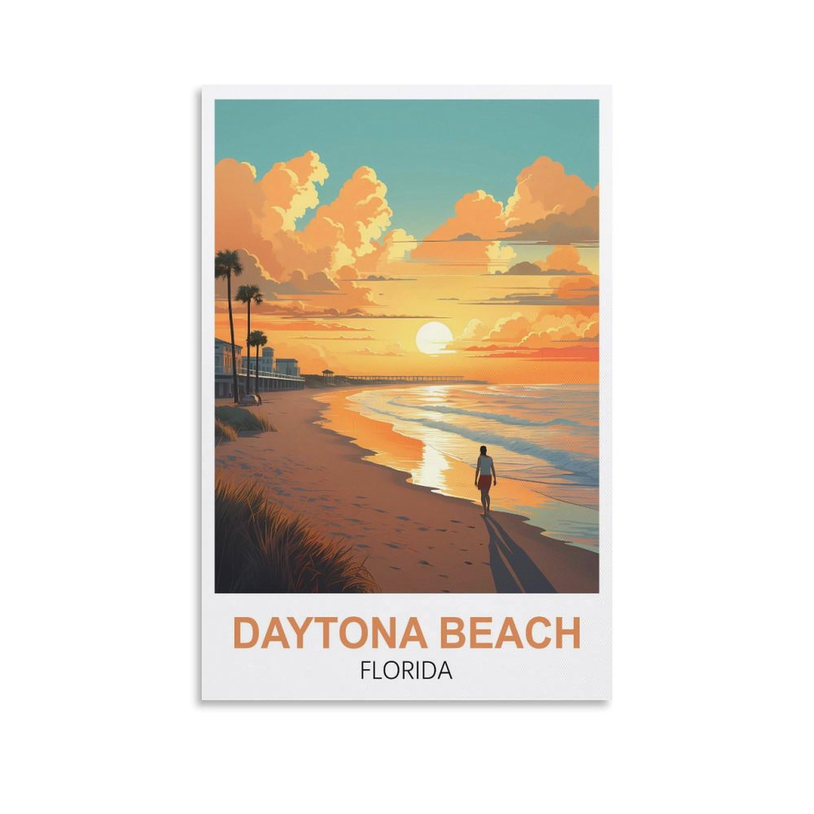 EZMLFA 5D Diamond Painting Kits for Adults,Daytona Beach Florida,DIY Full Round Drill Diamond Dot Gem Art Kits for Adults,Crafts for Decor 50x60cm