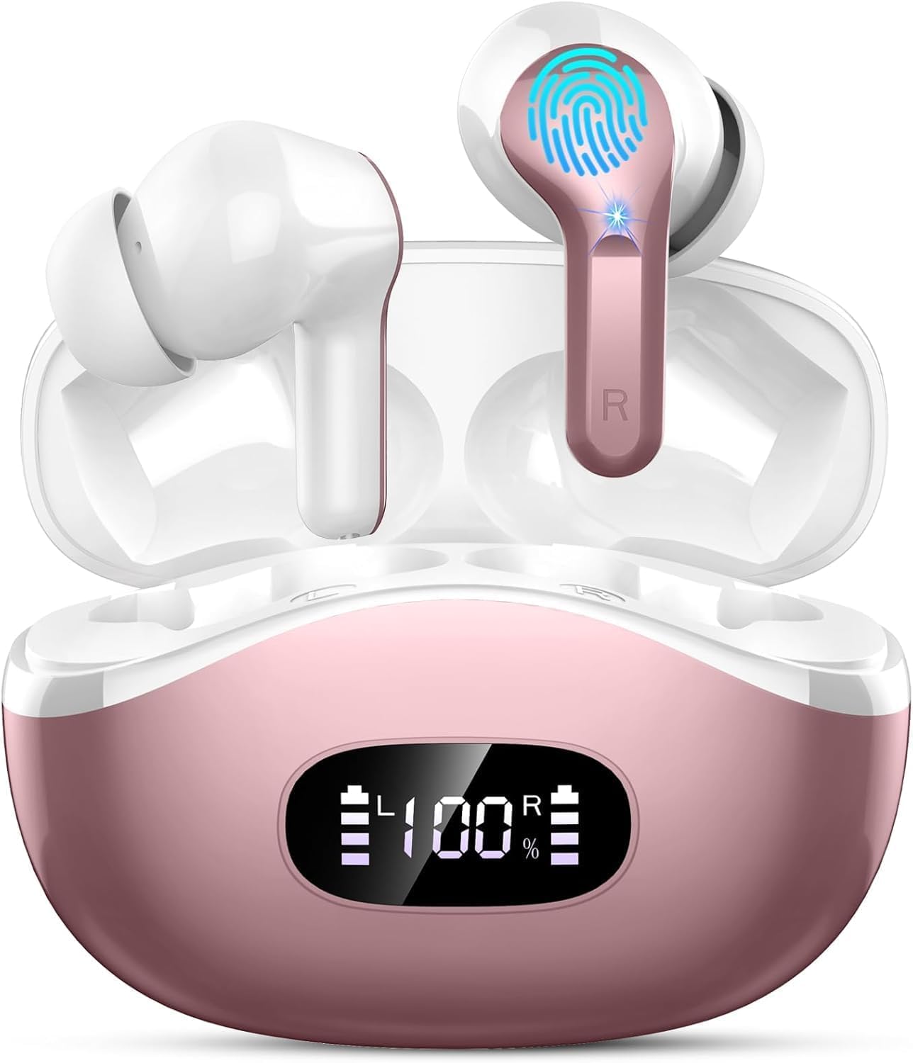 Écouteurs Bluetooth 5.3 Sans Fil, Casque Bluetooth Stéréo Hi-Fi, Oreillette Bluetooth Micro CVC8.0 Anti-Bruit, 48H Autonomie, Auriculaires sans Fil Contrôle Tactile, Étanche IP7 Sport pour iOS/Android