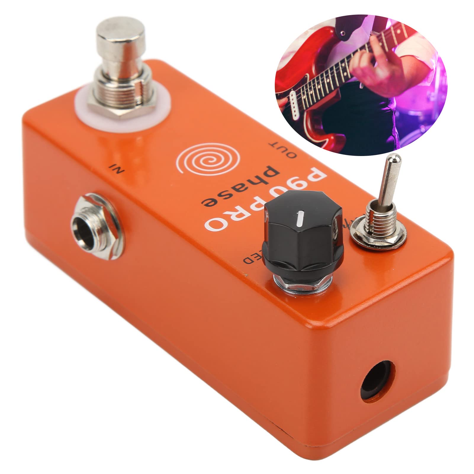 Manopola di Regolazione della Velocità in Metallo Effetto Fase Pedale Phaser per Chitarra Elettrica con SCRIPT Awitch con True Bypass Orange DC9V
