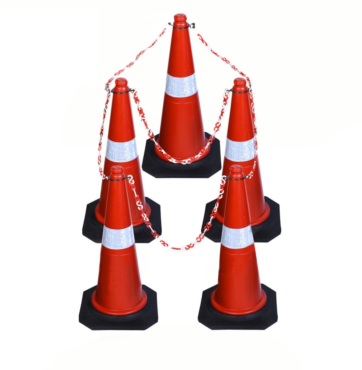 ABS INDUSTRY Safety Cones 5 Cones with 5 Meters S Hook Safety Chain and 5 Hooks Multipurpose PVC Plastic Traffic Safety Cone with Black Rubber Weighted Base and Highly Visible Reflective Collar (B085L3T5M3) Amazon Price History, Amazon Price Tracker