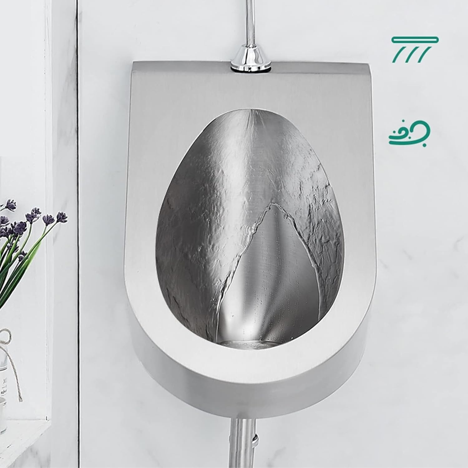 Induction Flushing Urinal, Wall-Mounted 304 Stainless Steel Urinal, Wall Mounted Vertical Urinal Household Men's Urinals, for Families Hotels Schools Public Restrooms
