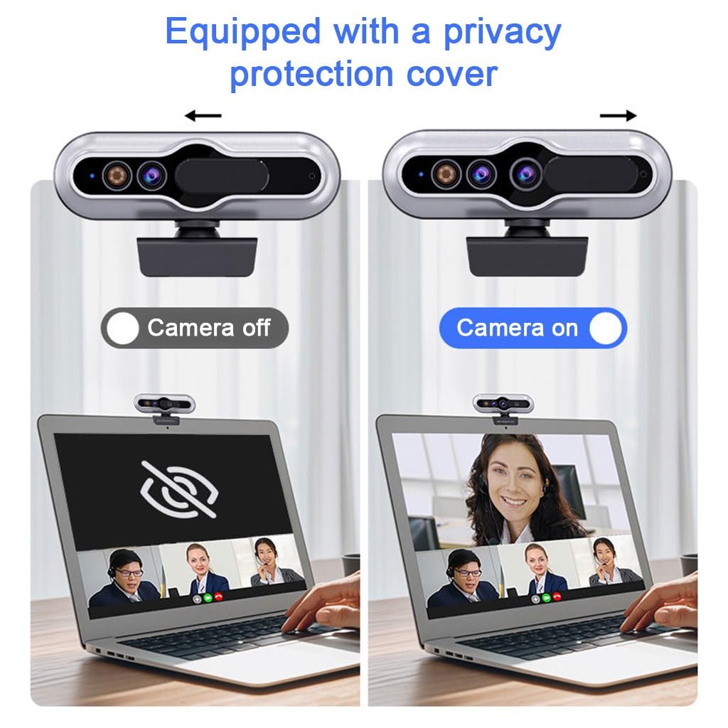 2K Webcam, Video Calling, Mikrofon Z Eliminacją Szumów, Streaming Camera, Ochrona Prywatności, Auto-Focus, Web Camera USB Plug And Play Do Nauki Online I Spotkań