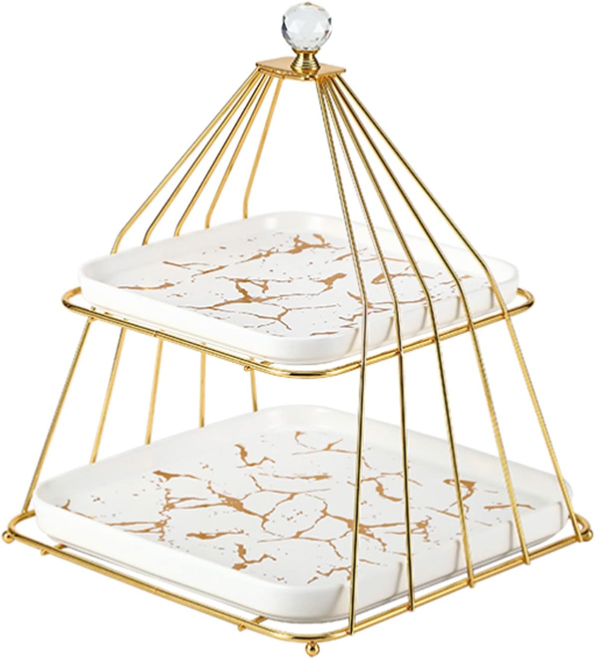 Tiered with tters 2 or 3 Tier Serving Tray Ceramic Food Disy Stand European Creative Jewelry Rack for Desserts Fruits Candy Disy Holder(Gold,White)