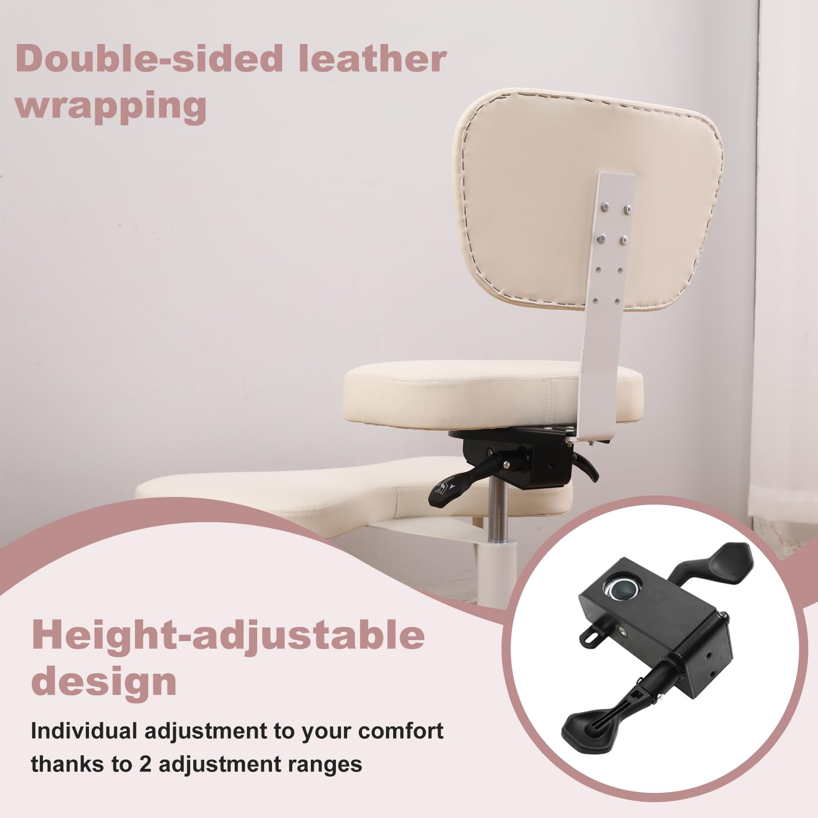 Ergonomischer Meditationsstuhl, ADHS-Stuhl mit Lendenwirbelstütze und Rädern, höhenverstellbar, Bürostuhl mit gekreuzten Beinen und Beinauflage, Criss Cross Chair (weiß)