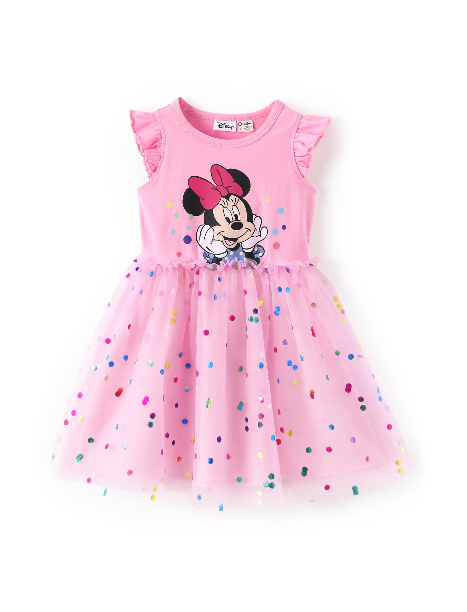 Disney Princess Frozen Elsa Minnie Stitch Toddler Girl Tulle Tutu Dress Ruffle Sleeve Mesh Summer Birthday Party Clothes 2-9Y