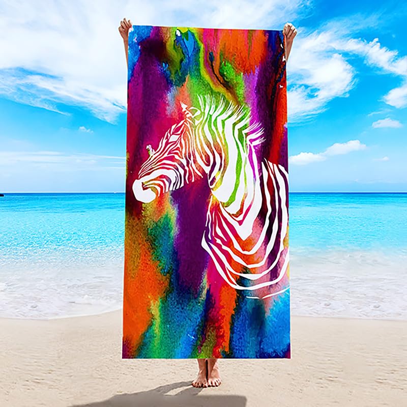 Toalla Playa Cebra Roja Y Azul Toalla Microfibra Suave Lavable Toalla Playa Grande Adultas y Niños Toalla de Playa para Piscina Camping Gimnasio Toalla Microfibra Grande 70x150cm
