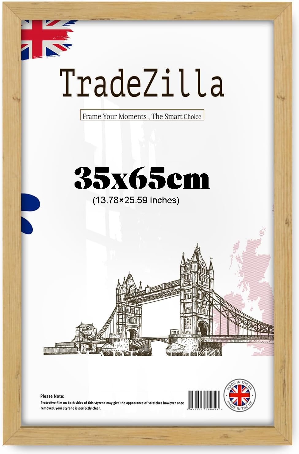 Tradezilla Pine 35X65cm Photo Frame | Modern Mdf Wood Frame With Perspex Sheet | Horizontal & Vertical Mount For Stylish Wall Décor - (Pine)