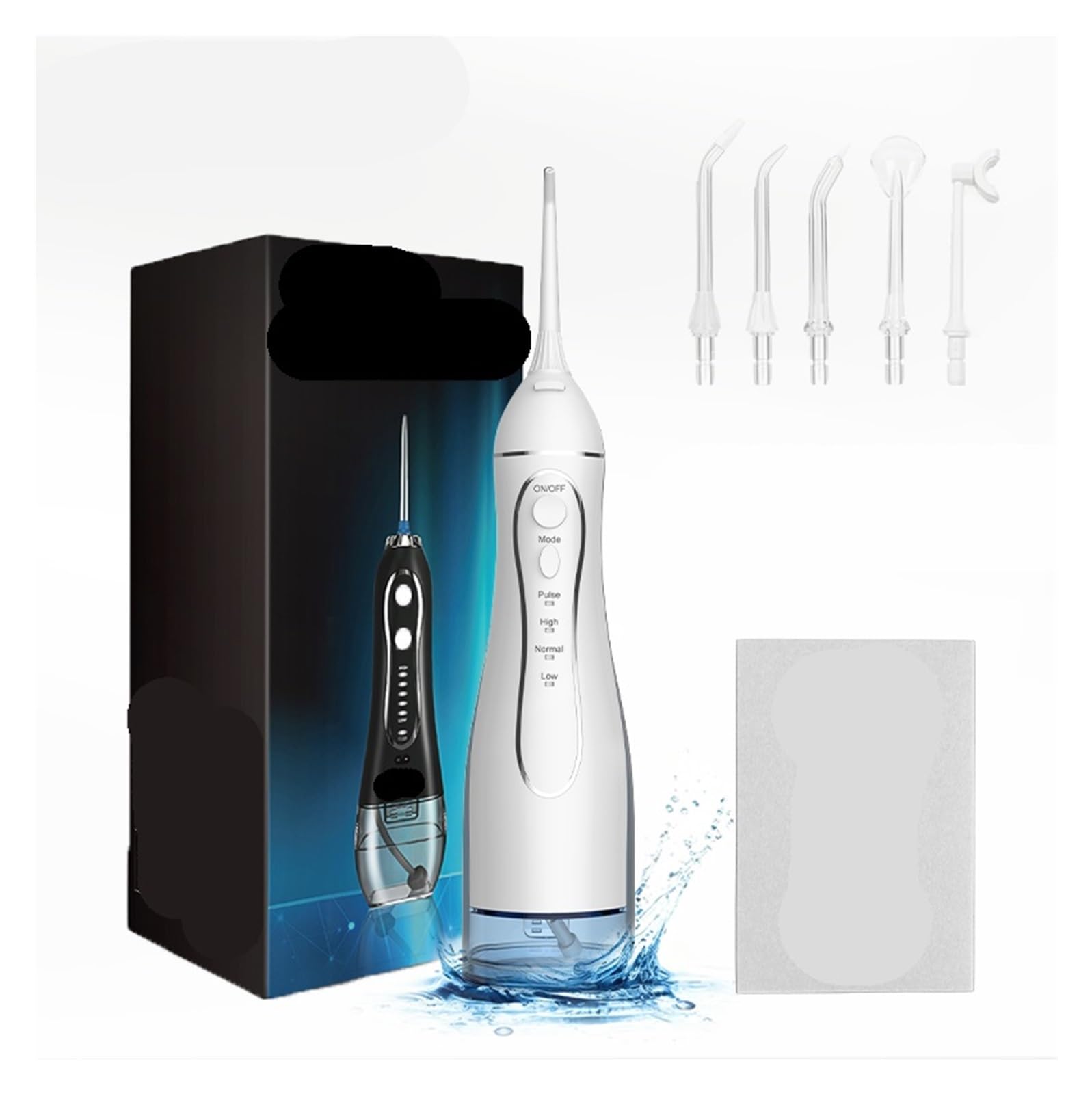 Idropulsore for denti Irrigatore orale portatile Getto dentale Macchina for la pulizia della bocca a pressione 300ML 4 modalità(White)