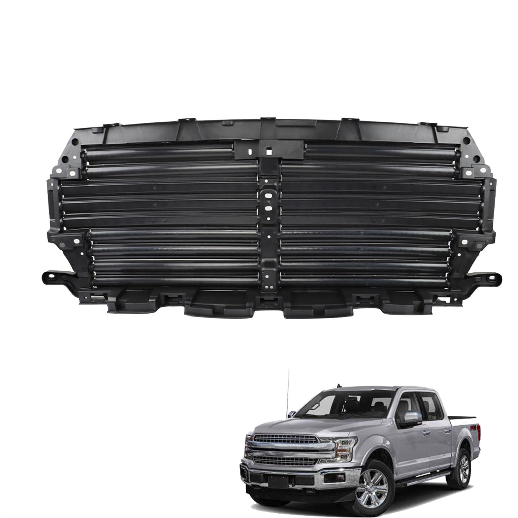 SEBLAFFFront Upper Radiator Grille Air Shutter Control Assembly Black Replacement for 2018-2020 F-150 JL3Z8475D