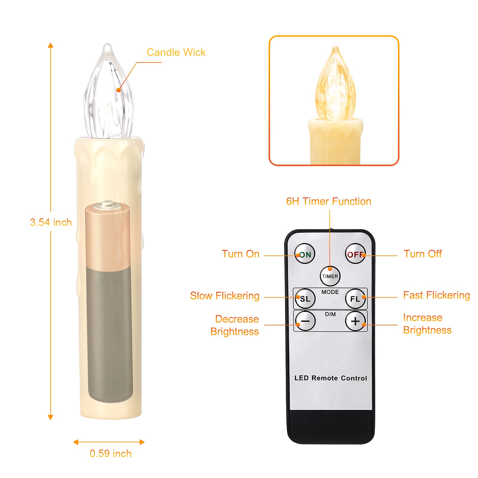 Amazon | Daord 揺らめくフレームレスウィンドウキャンドル LED