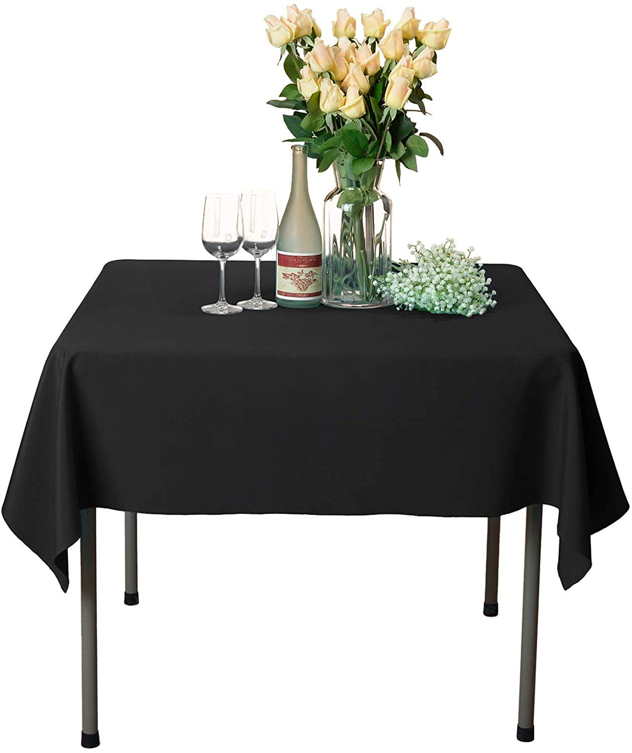 Namvo Extra Large Stain Resistant Rectangular Fabric Tablecloth 140x200cm - Black