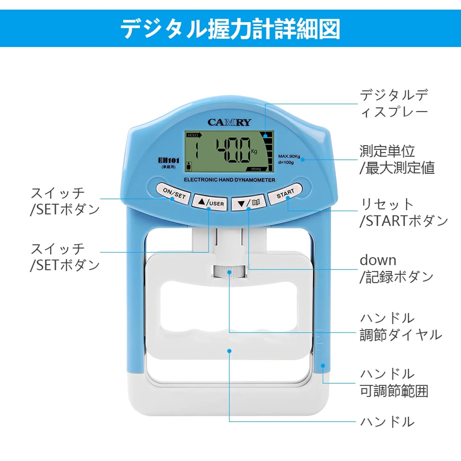 握力計 箱無し Amazon | 握力測定器指力測定器電子自動捕捉198ポンド90キロ体育