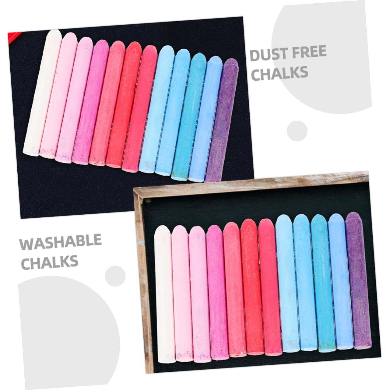 ERINGOGO 48pcs Multi-function Chalk for Chalkboard Washable Dust- and Water-soluble for Teachers Students