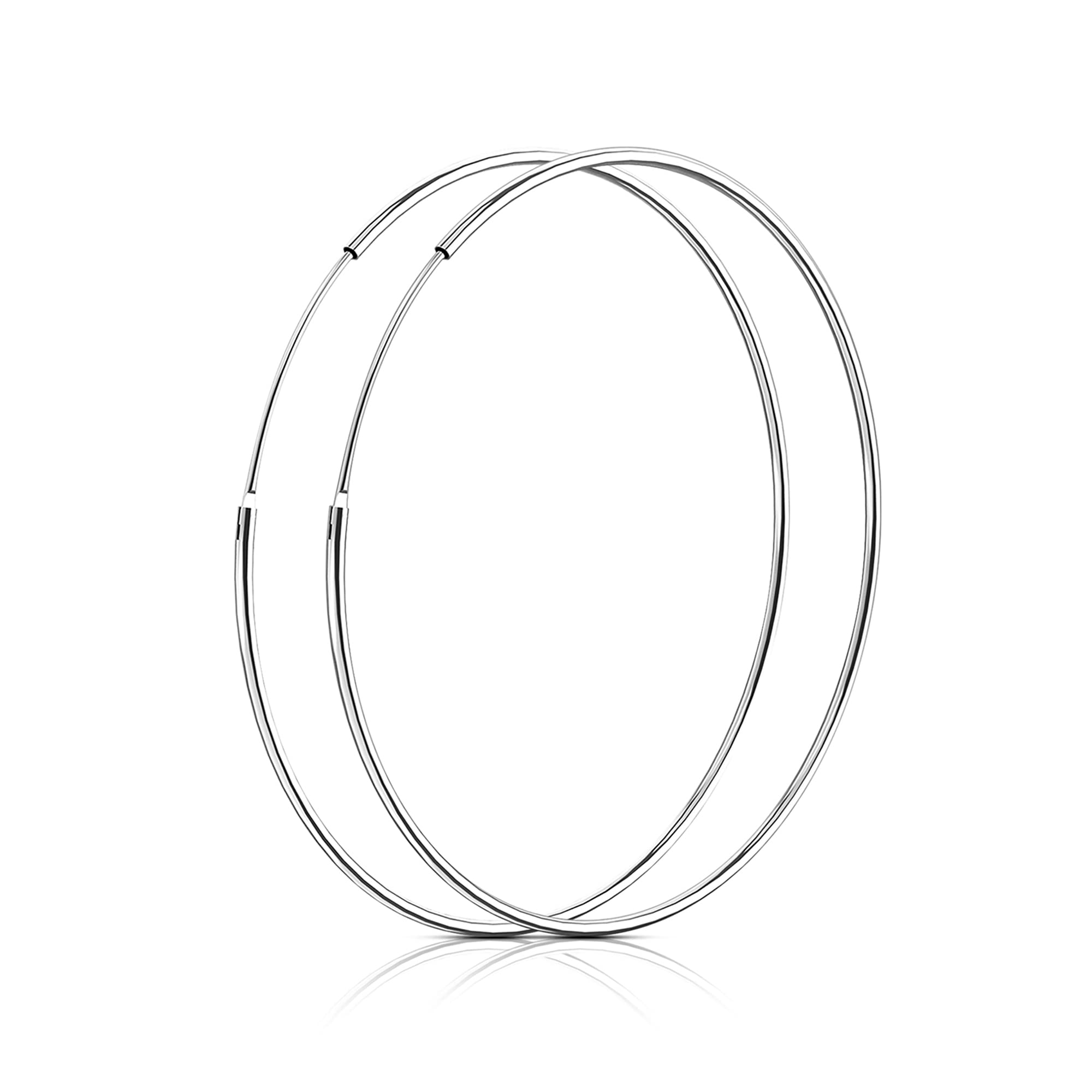 SOSMARGenuine 925 Sterling Silver Endless Hoop Earrings with Gift Box for Women Girls Round Silver Earrings 14 20/30/40/50/60mm