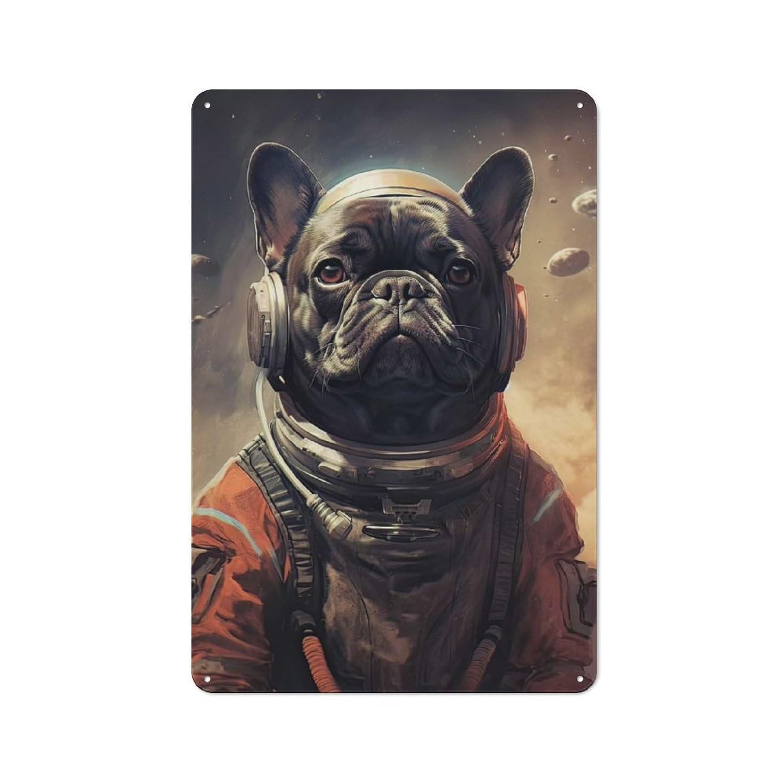 Junmoney Style-19 French Bulldog Mars Retro Metal Wall Sign 30X20cm For Café Or Home Bar, For Home Bar Enthusiasts, For Retro Home Interiors