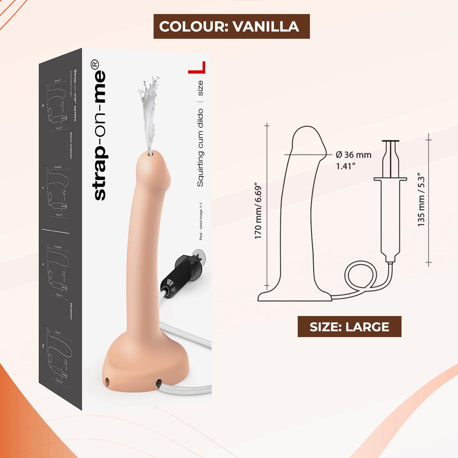 Strap-On-Me - Semi-Realistic Squirting Dildo Cum Vanilla L