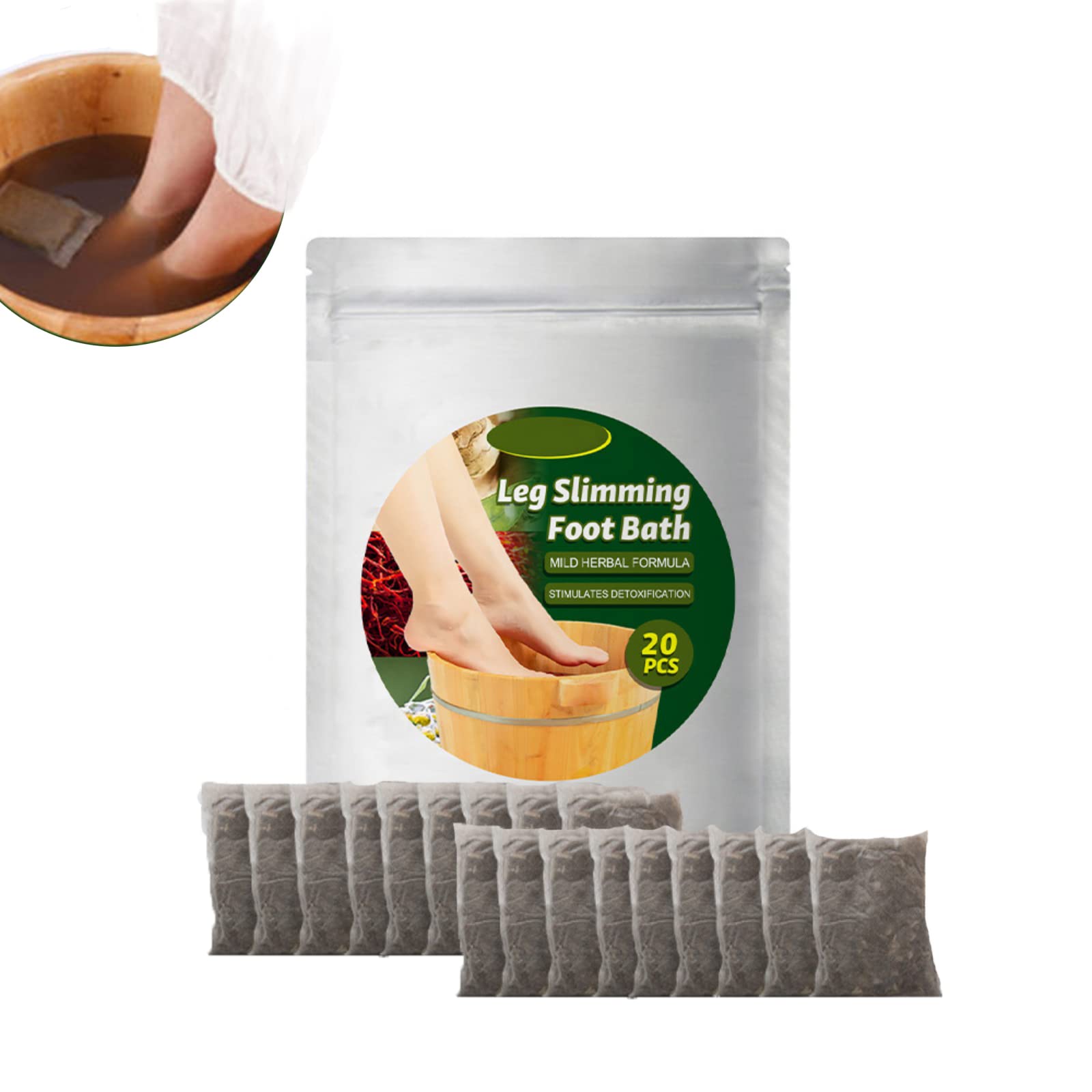 Hocossy Foot Soak for Foot Spa, Leg Slimming Foot Bath, Lymphatic Drainage Ginger Foot Soak, Unisex Foot Reflexology Spa Relax Massage Ginger Foot Bath Bag, Relieve Calf Muscles