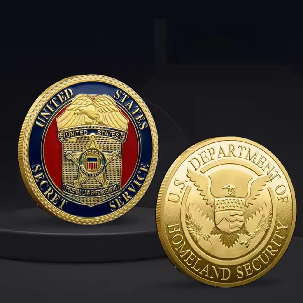 MINHBDER Commemorative Coins U.S. Secret Service Gold/Silver Plated Souvenir Coins Military Medals Intelligence Agency Collection Gifts