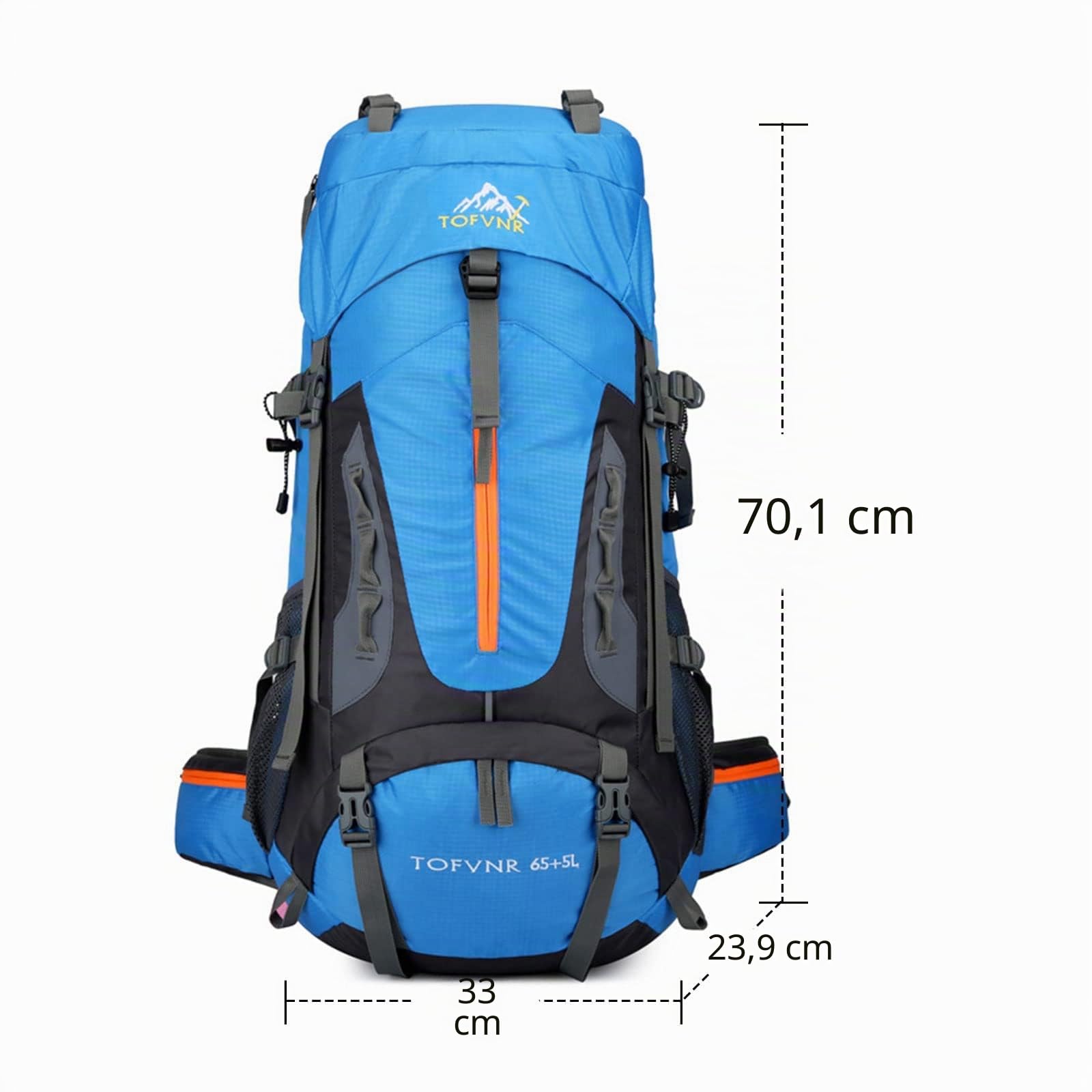Zaino da campeggio da 70 l, zaino da trekking leggero in nylon leggero, per uomo e donna, grande capacità, per sport, alpinismo, arrampicata, viaggi, impermeabile