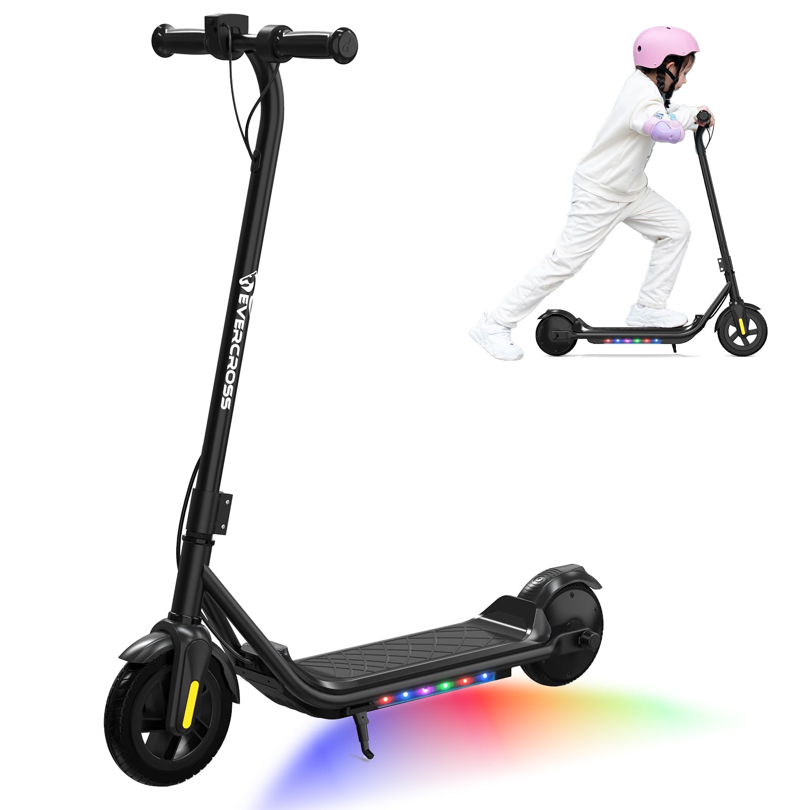 EVERCROSS Patinete Eléctrico para Niños de 6 a 12 Años, Tres Modos de Velocidad, Batería de Alta Capacidad 21,6V/5,2AH, Motor 150W, Velocidad Segura 8-16KM/H, Autonomía 15KM, Ligero y Portátil