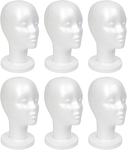Miniatura 14 de STUDIO LIMITED Cabeza de maniquí de espuma de poliestireno de 11.4 pulgadas (paquete de 2) – Soporte de exhibición de peluca de espuma blanca