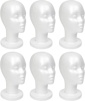 STUDIO LIMITED 11.4-Inch Styrofoam Mannequin Head - White 6 Pack