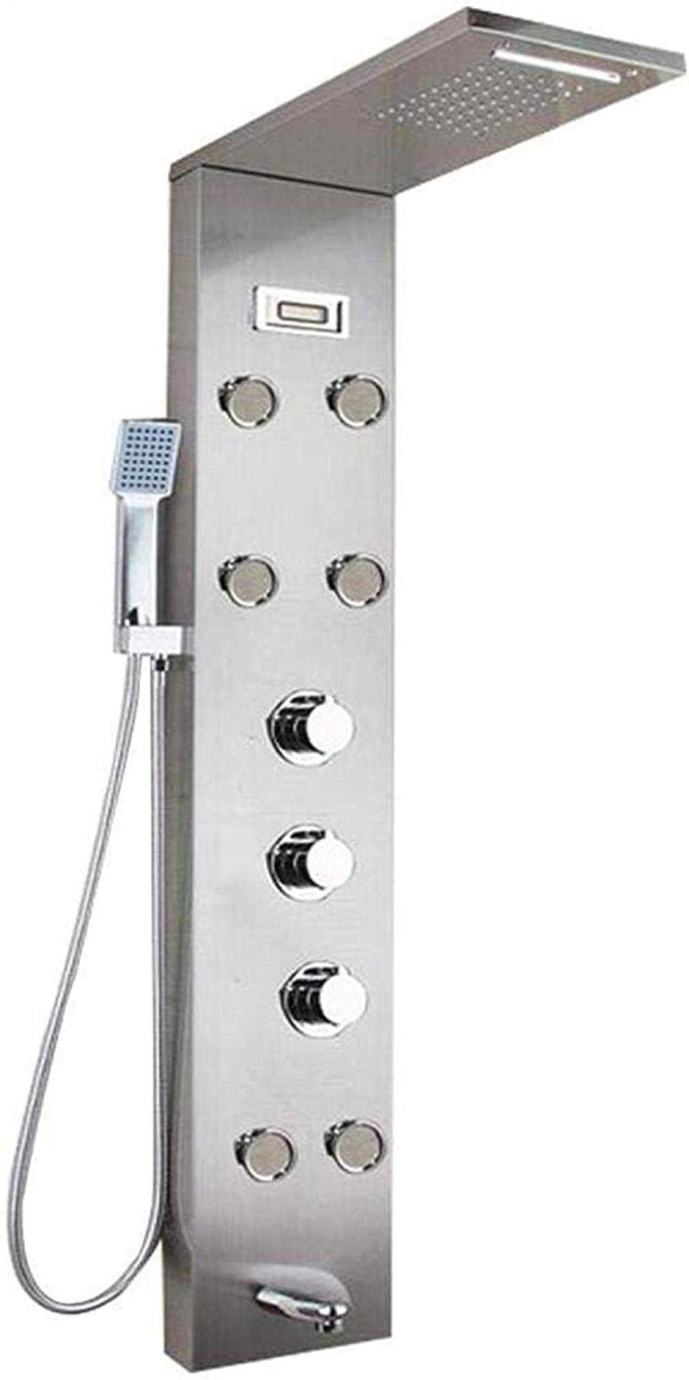 GLJTUO Shower Set Shower Set Shower System Golden Black Nickel Brushed Digital Display Shower Panel Column Rain Waterfall Shower Spa Jets Bath Shower Mixer Faucet Chrome Shower,Chrome