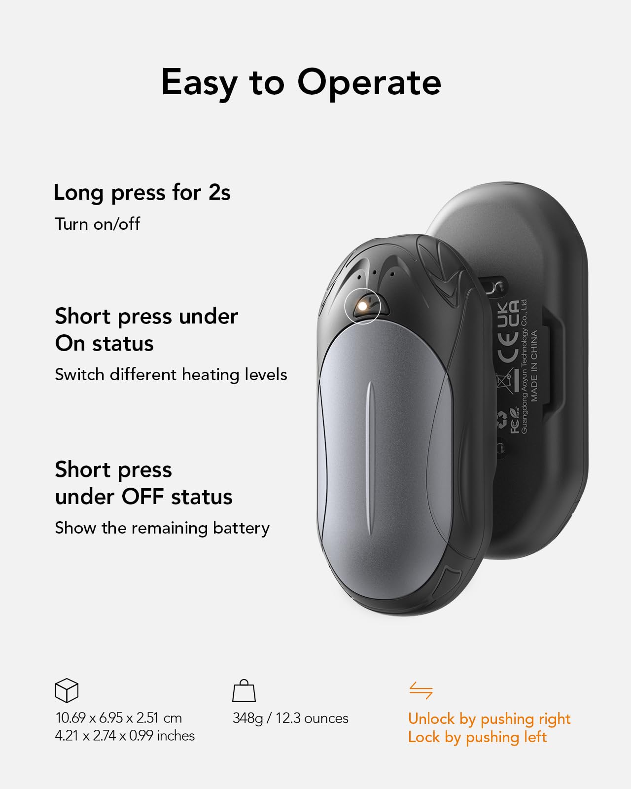 VIYISI Paquete de 2 Calentadores de Manos Recargables, Calentadores de Manos Eléctricos Reutilizables 6000mAh para hasta 20 hrs de Calor, Calentador USB Caza, Juegos, Golf Camping