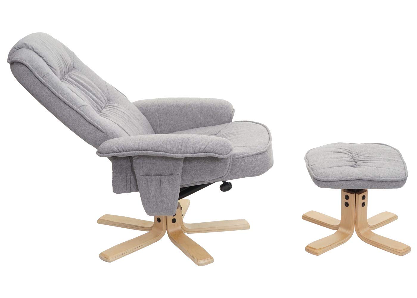 Mendler Sillón de relax M56 con taburete, tela/textil, certificado FSC®, color gris claro