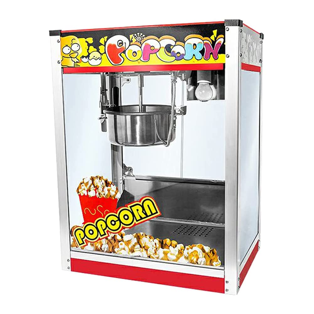 Komercyjna maszyna do popcornu do kina, maszyna do popcornu na gorące powietrze o mocy 1400 W z patelnią zapobiegającą przywieraniu, maszyna do utrzymywania ciepła popcornu