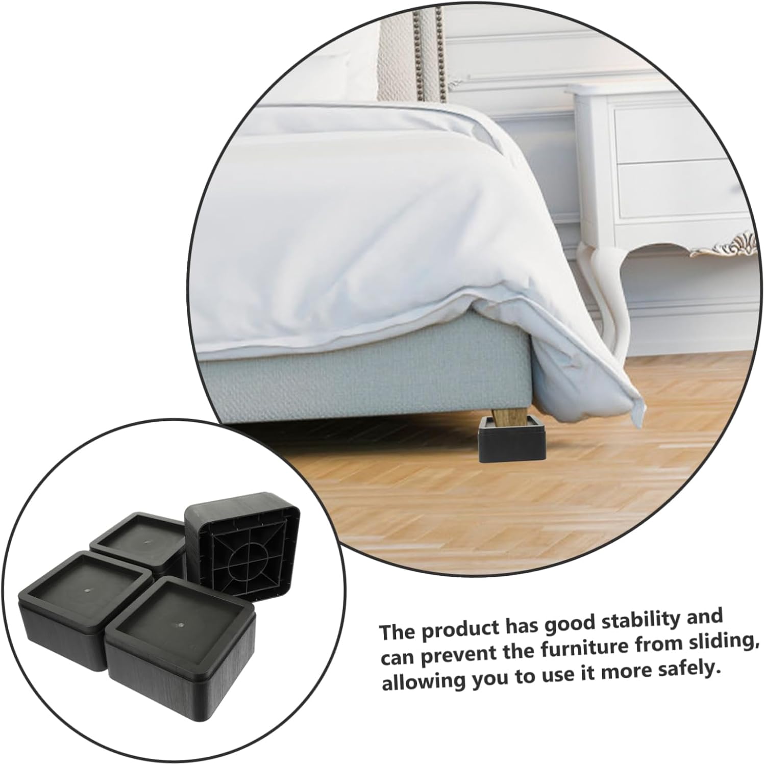 4pcs Adjustable Bed Risers Height Furniture Elevators for Tables Sofas Non- Base for Home Use Easy Installation Stable Design