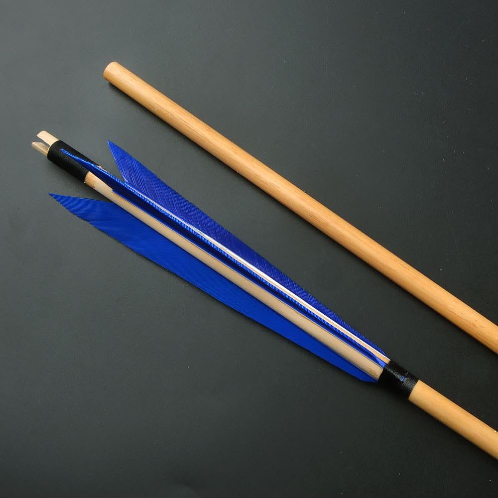 Generico Tiro con L'Arco 6/12 Pezzi frecce di Legno Tradizionale 5 Pollici Piume di Tacchino Pratica Bersaglio frecce Vestito per Arco ricurvo Arco Lungo