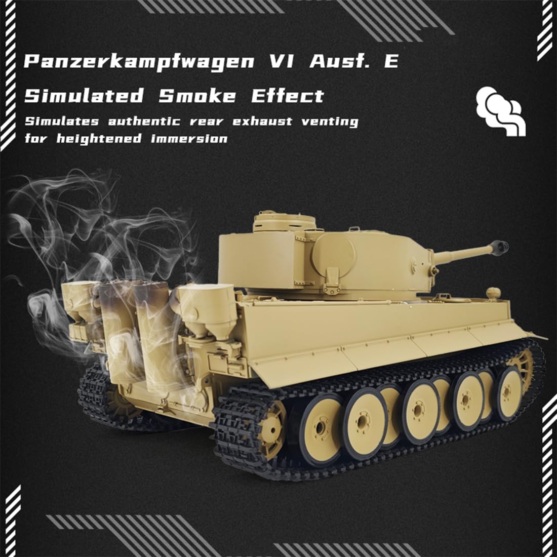 Scala 1/16 2,4 G Full proporzional Tedesco Tiger L RC con scheda di controllo 7,0, lancio a pellet (RTR/versione migliorata/motivo mimetico a righe sottili con corsa telescopica)